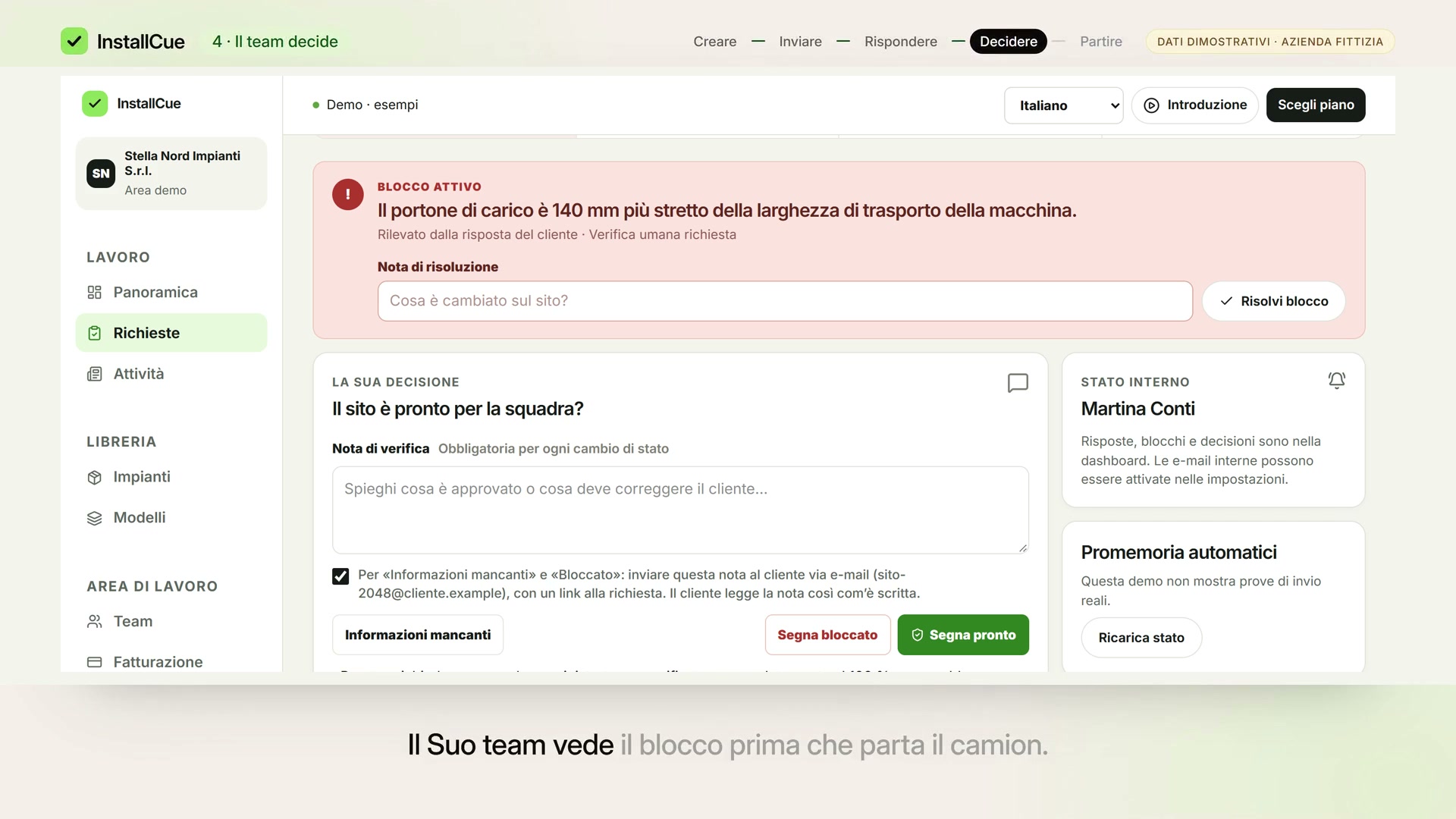 Film di presentazione InstallCue, 65 secondi, con audio e sottotitoli